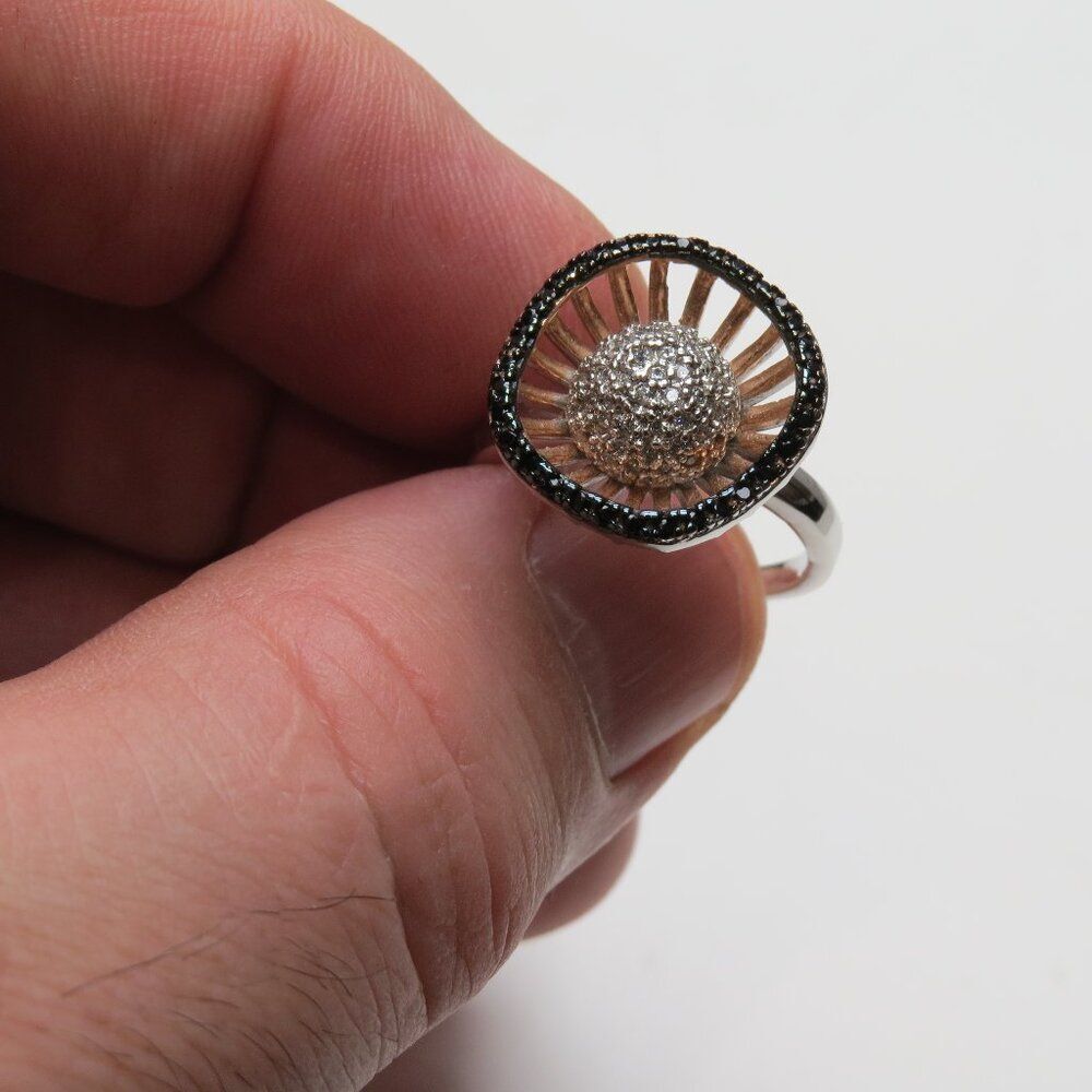 *925 Sterling Silver White & Black Diamond